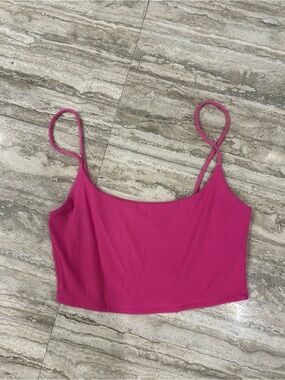 Zara Fuchsia Ribbed Spaghetti-Strap Crop Top